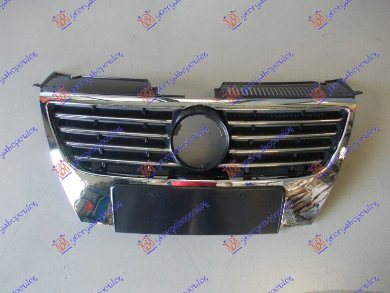 PVC MASKA KOMPLET (HROM/CRNA MREZA) (PDS SENZOR) (OTVOR ZA ZNAK 150mm) VW PASSAT 2005-2011 (3C2/3C5)