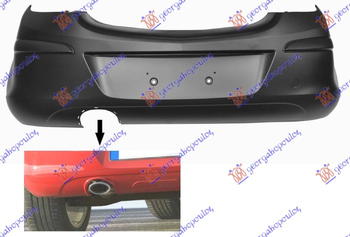 ZADNJI BRANIK 5 VRATA (SA/BEZ PDC SENZORA) (SPORT/SXI/GSI) (A KVALITET) OPEL CORSA D 2006-2015 (S07)