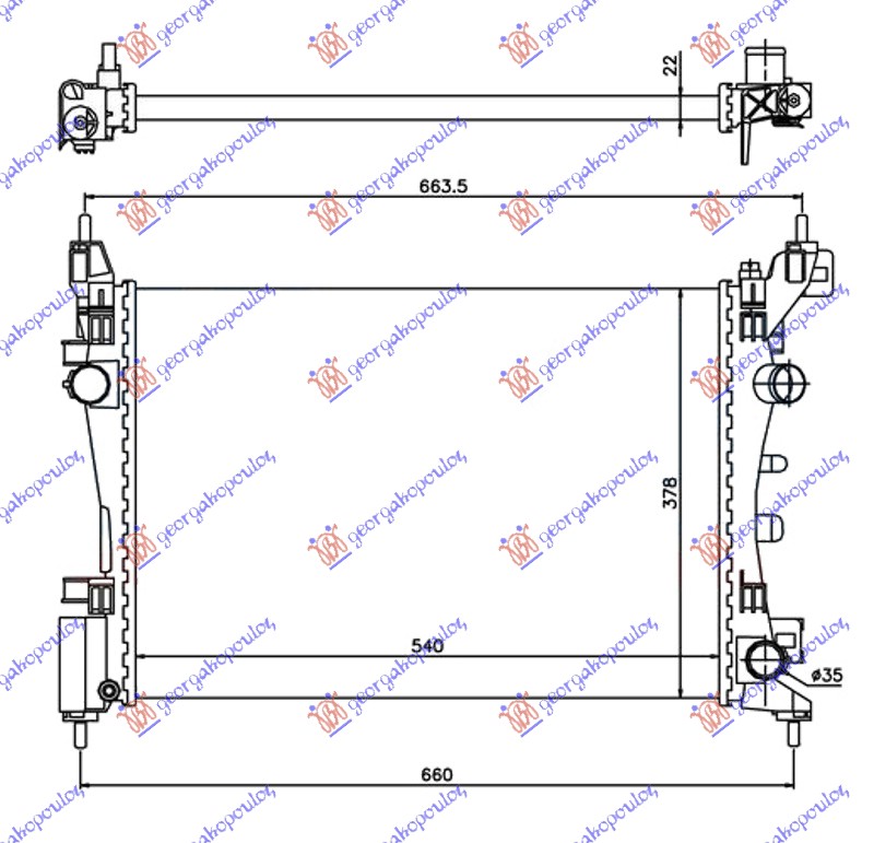 HLADNJAK MOTORA BENZIN (+/-AC) (54x37.5) OPEL CORSA D 2006-2015 (S07)