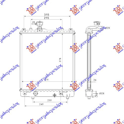 HLADNJAK MOTORA 1.0/1.2 BENZIN (MAN) (375x380x34) (OTVOREN SISTEM) (MEHANICKI SPOJ) OPEL AGILA 1999-2008 (H00)
