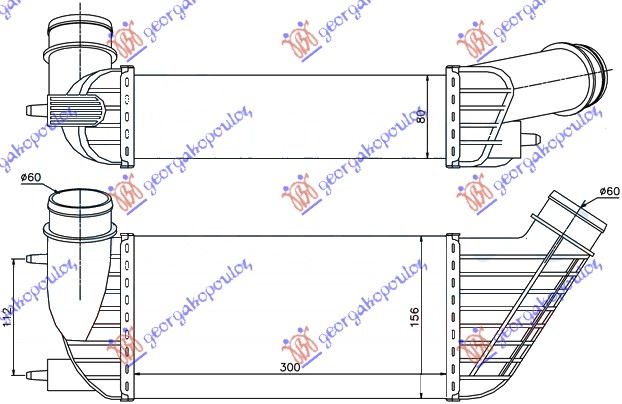 HLADNJAK INTERKULERA 2.0 HDi DIZEL (300x155x80) PEUGEOT EXPERT 2007-2016 (VF3X)