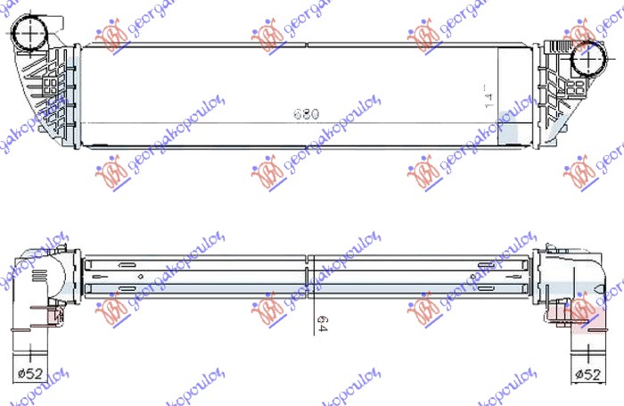 HLADNJAK INTERKULERA 1.9-2.0-2.2 dCi DIZEL (680x150x64) RENAULT ESPACE 2003-2012 (JKO/JK1)
