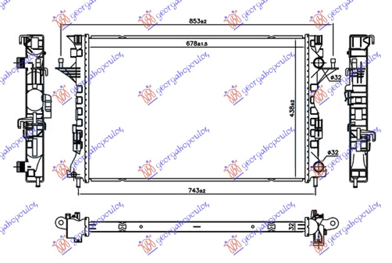 HLADNJAK MOTORA 1.9/2.0 DCi DIZEL (678x438x32) MALI NOSACI RENAULT ESPACE 2003-2012 (JKO/JK1)