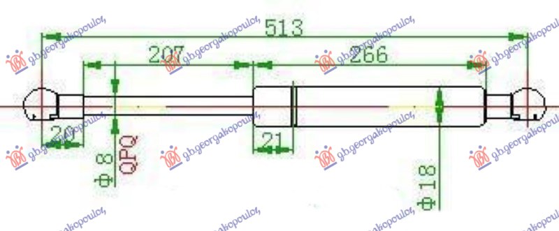 AMORTIZER GEPEK VRATA (513L-585N) RENAULT LAGUNA 2000-2007 (KG0/KG1)