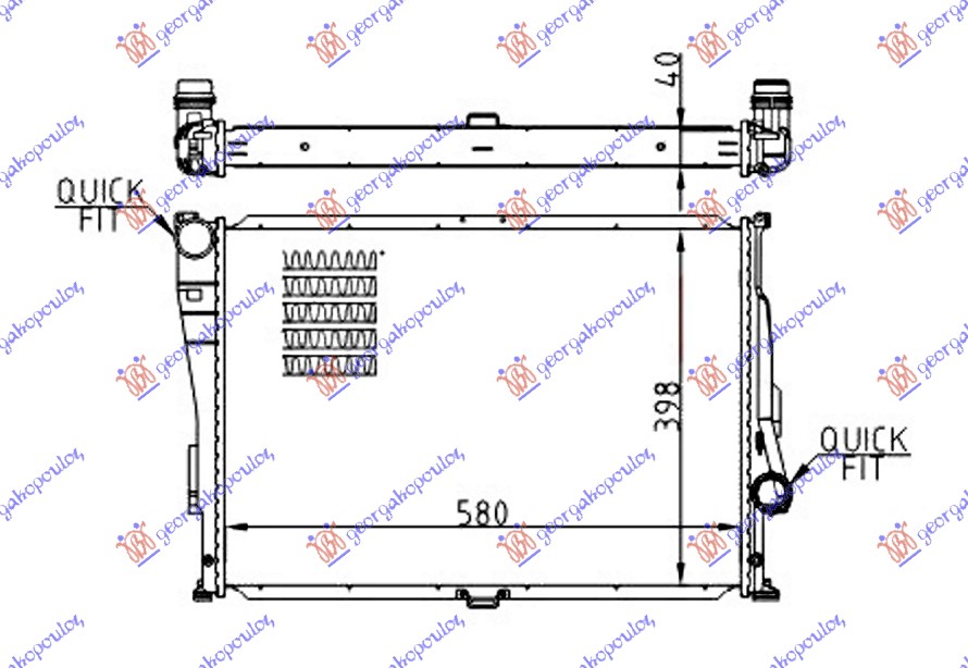 HLADNJAK MOTORA 3.2 i24V (M3) (58x40.2x43) BMW SERIES 3 COUPE/CABRIO 1999-2003 (E46)