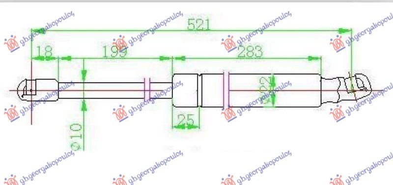 AMORTIZER GEPEK VRATA (521L-475N) VW TIGUAN 2007-2011 (5N)