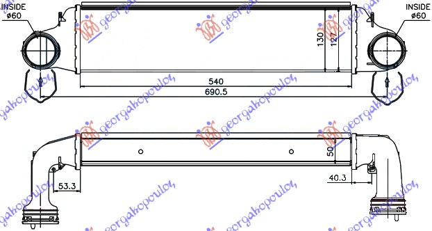 HLADNJAK INTERKULERA 2.0 TD 03-06 (54x130x50) (62-62) BMW SERIES 3 COMPACT 2001-2005 (E46)