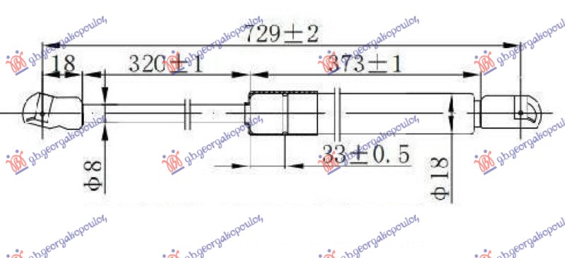 AMORTIZER HAUBE (730L-250N) VW GOLF 5 VARIANT 2007-2009 (1K5)