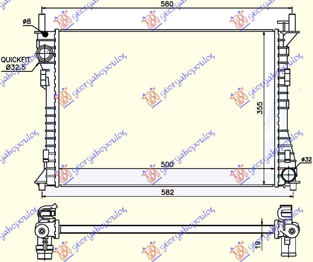 HLADNJAK MOTORA 2.0 ST150 (+/-AC) (50x35.8x1.9) FORD FIESTA 2002-2008 (JA/JB)
