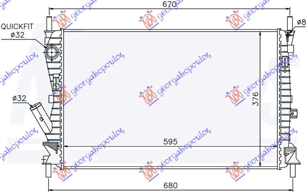 HLADNJAK MOTORA 1.6 TDCi (59x37.8x26) FORD FIESTA 2002-2008 (JA/JB)