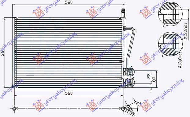 HLADNJAK KLIME BENZIN - 1.4TDCi DIZEL (530x335x16) FORD FIESTA 2002-2008 (JA/JB)