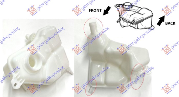 POSUDA ZA ANTIFRIZ (2 IZLAZNE CEVI NAPRED 1 POZADI) FORD FIESTA 2002-2008 (JA/JB)