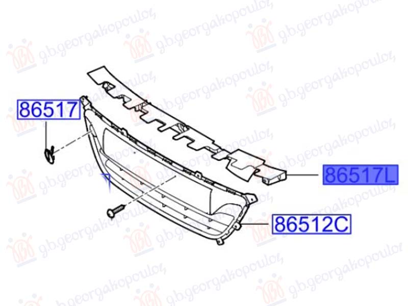 SINA PREDNJEG BRANIKA PLASTICNA GORNJA (ORIGINALNI) HYUNDAI i20 I 2008-2012 (IB/GB/PB/PBT)