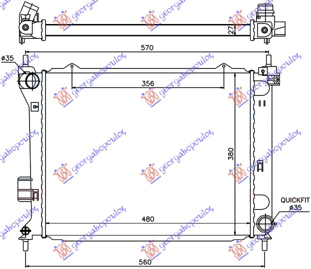 HLADNJAK MOTORA 1.4/1.6 CRDi DIZEL (MAN) (480x380x26) -10 (KOYO) HYUNDAI i20 I 2008-2012 (IB/GB/PB/PBT)
