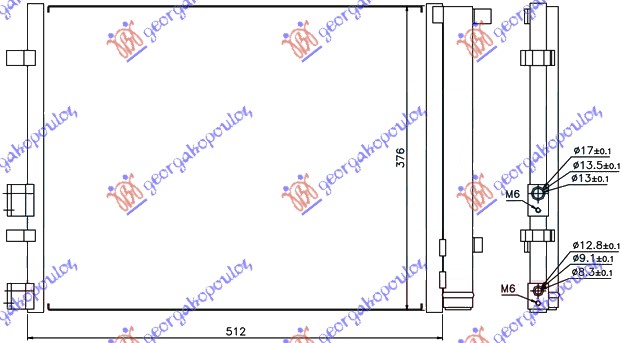 HLADNJAK KLIME 1.4/1.6 CRDi DIZEL (470x380x16) HYUNDAI i20 I 2008-2012 (IB/GB/PB/PBT)
