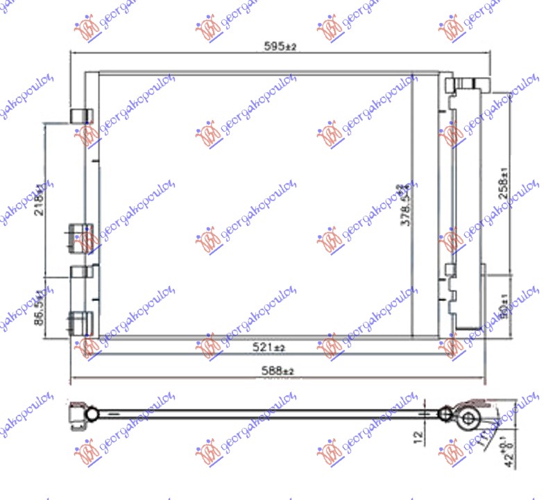 HLADNJAK KLIME 1.1/1.6 CRDi DIZEL (500x360x12) (NISSENS) HYUNDAI i20 I 2008-2012 (IB/GB/PB/PBT)