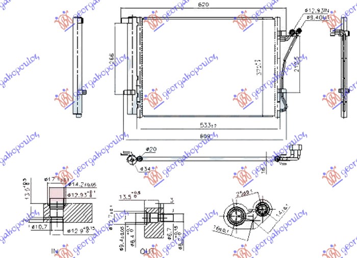 HLADNJAK KLIME 1.2/1.4/1.6 BENZIN (490x370x12) HYUNDAI i20 I 2008-2012 (IB/GB/PB/PBT)