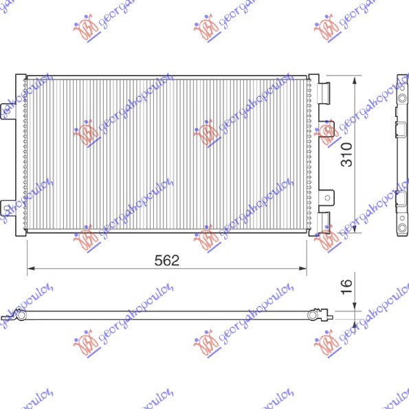 HLADNJAK KLIME 1.2i8V/16V (560x310) 2001-2002 (MARELLI TIP) FIAT PUNTO 1999-2003 (188)