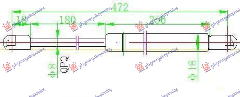 AMORTIZER GEPEK VRATA 3 VRATA (472L-330N) FIAT PUNTO 1999-2003 (188)