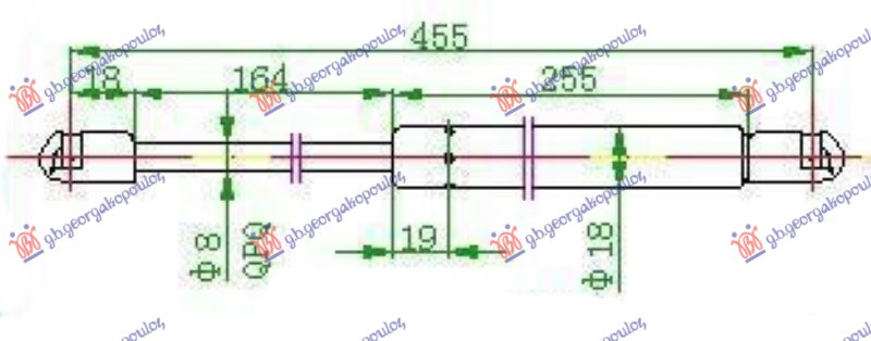 AMORTIZER GEPEK VRATA 5 VRATA (455L-380N) FIAT PUNTO 1999-2003 (188)