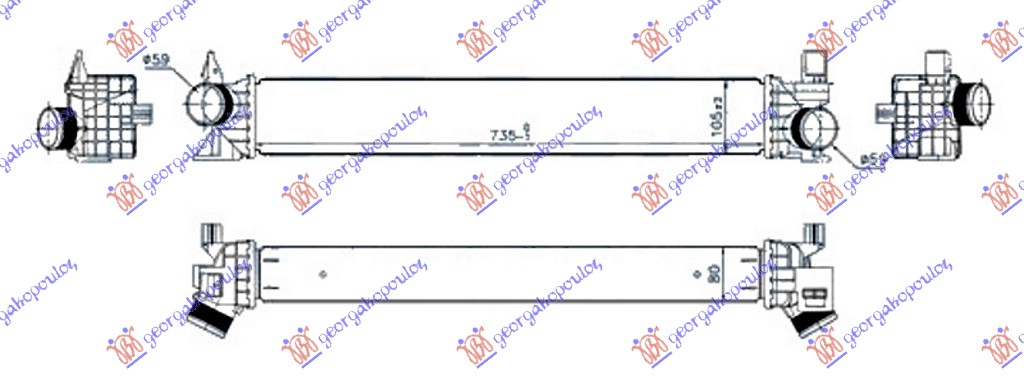 HLADNJAK INTERKULERA 2.0 BlueHdI DIZEL (730x100x80) CITROEN e JUMPER III 2020-2023