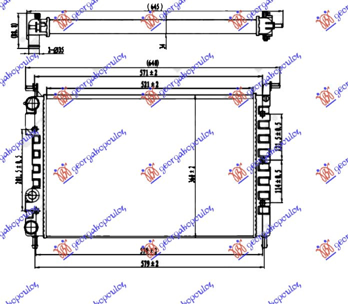 HLADNJAK MOTORA 1.6 BENZIN (52x34.9x34) -00 FIAT PALIO 1999-2004 (178/173/373/374/171)