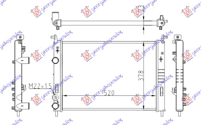 HLADNJAK MOTORA 1.9 D-JTD (520x378x23) 00- FIAT PALIO 1999-2004 (178/173/373/374/171)