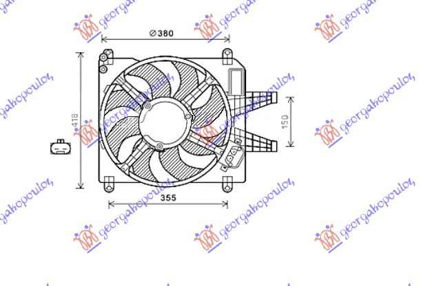 VENTILATOR KOMPLET (1.8/2.0 BENZIN) (+/-AC) FIAT MULTIPLA 1998-2004 (186)