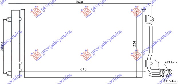 HLADNJAK KLIME BENZIN/DIZEL (580x350x16) VW POLO 2009-2014 (6R1)