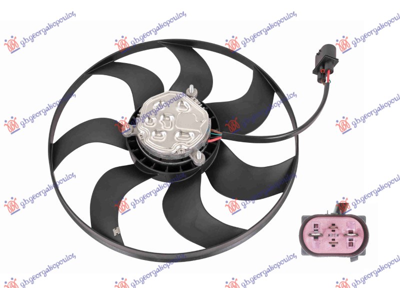 VENTILATOR (MOTOR+ELISA) (395mm) (400w) (4 PIN) SKODA RAPID 2012-2019 (NH3/NK3/NK6/NH1)