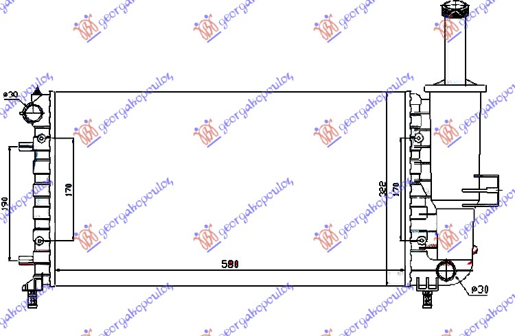 HLADNJAK MOTORA 1.2i 8/16V (+/-AC) (58x31.7) FIAT PUNTO 2003-2011 (188)