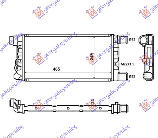 HLADNJAK MOTORA 0.9CC/1.1CC (+/-AC) (45x24) FIAT CINQUECENTO 1993-1998 (170)