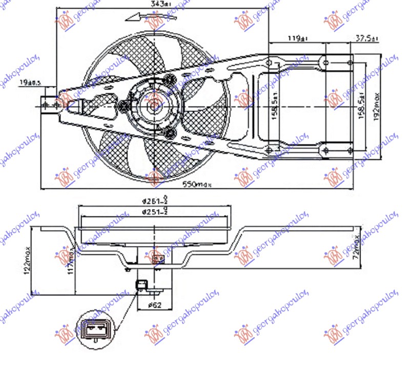 VENTILATOR KOMPLET (-AC) FIAT CINQUECENTO 1993-1998 (170)