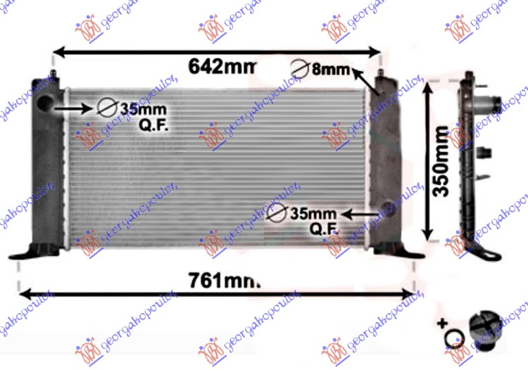 HLADNJAK MOTORA 1.2/1.4/1.6 BENZIN (MAN) (+/-AC) (580x310) FIAT STILO 2001-2006 (192)