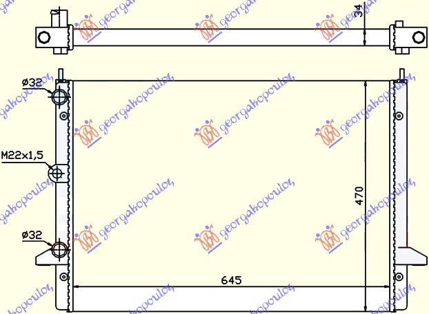 HLADNJAK MOTORA 2.3i/16V/2.8i VR6 (64.5x47) -00 VW SHARAN 1995-2010 (7M8/7M9/7M6)