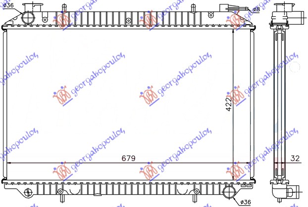 HLADNJAK MOTORA 2.0cc 16v & DIZEL (42.3x68.5) POKLOPAC LEVO NISSAN SERENA 1992-2001 (C23)