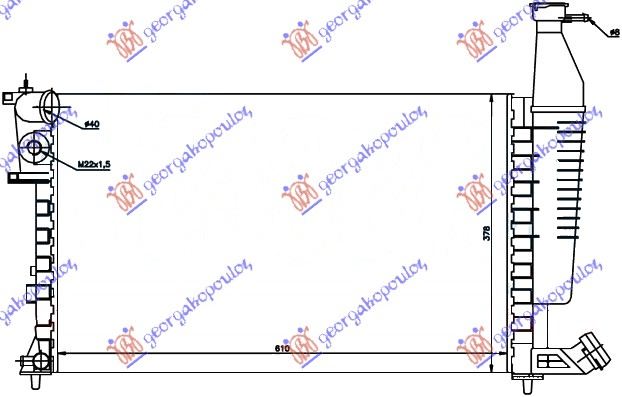 HLADNJAK MOTORA 1.1/1.4/1.6/1.8cc 8V (+/-AC) (61x37.8) PEUGEOT PARTNER 1996-2002 (5/G)