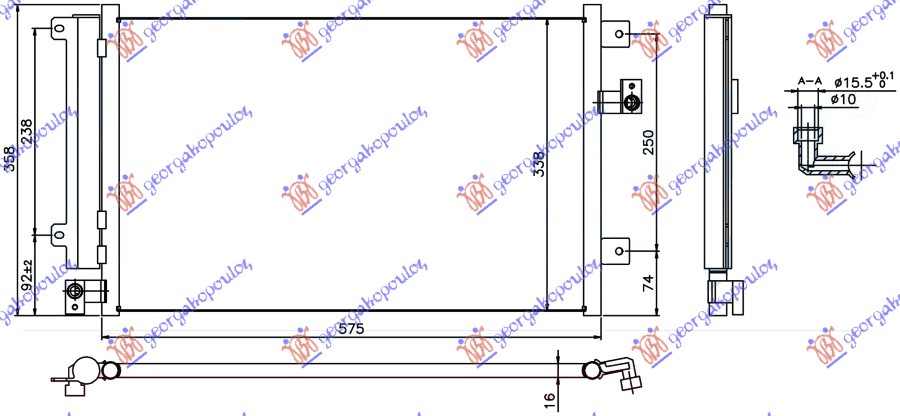 HLADNJAK KLIME 1.9 JTD DIZEL (575x338x16) FIAT MULTIPLA 1998-2004 (186)