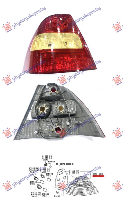 STOP LAMPA -2004 (KOITO TIP) (DEPO) TOYOTA COROLLA SDN 2002-2006 (E 12)