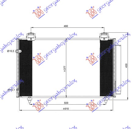 HLADNJAK KLIME BENZIN/DIZEL (610x370x16) 2004- TOYOTA COROLLA SDN 2002-2006 (E 12)