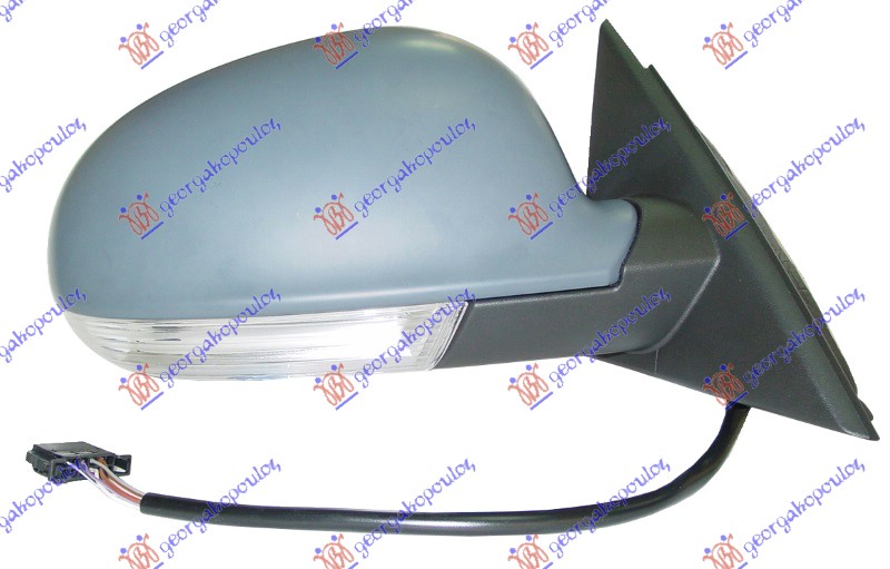 RETROVIZOR ELEKTRICNI SA GREJACEM PM (MIGAVAC) (SVETLO) 2006- (A KVALITET) (KONVEKSNO STAKLO) SKODA SUPERB 2001-2008 (3U4)