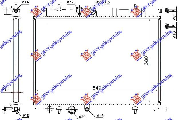 HLADNJAK MOTORA 1.4/1.6/2.0 (+/-AC) (38x56x2.7) -02 PEUGEOT PARTNER 2002-2008 (5/G)