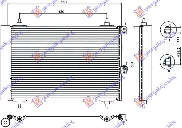 HLADNJAK KLIME 1.6 HDi (520x360x17) PEUGEOT PARTNER 2002-2008 (5/G)