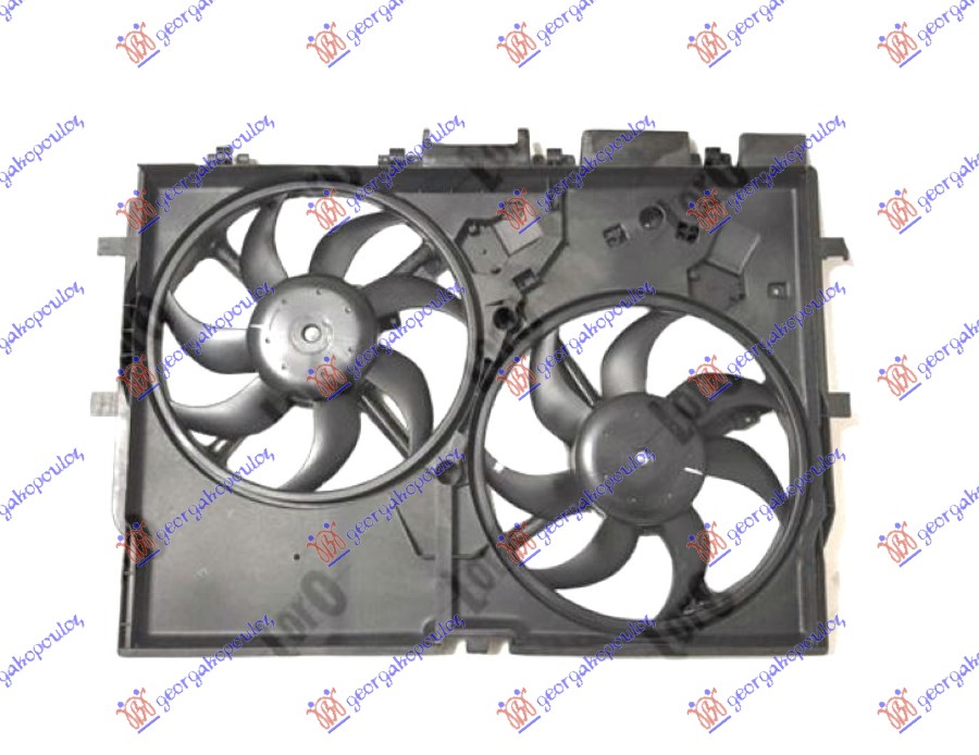 VENTILATOR (DUPLI) KOMPLET (3.0 BENZIN - 2.0/2.3-3.0 DIZEL) +AC (390mm+390mm) 2+2PIN 1 DUGULJASTI + 1 KOCKASTI KONEKTOR PEUGEOT BOXER III 2006-2014