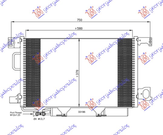 HLADNJAK KLIME BENZIN/DIZEL (590x375) VENTIL 12mm MERCEDES CLC COUPE 2001-2008 (W203)