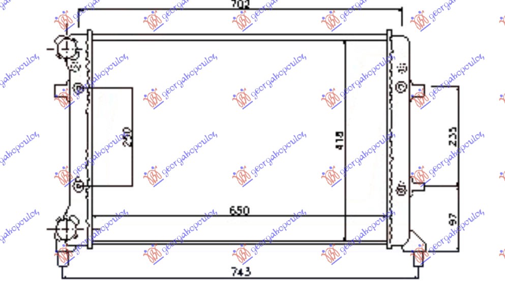 HLADNJAK MOTORA 1.4/1.6/2.0FSI-SDI (MAN/AUTO) (+AC) (65x41.5)  TOURAN 03-06