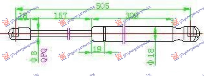 AMORTIZER GEPEK VRATA (505L-770N) VW CROSS TOURAN 2007-2010 (1T1/1T2)
