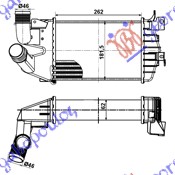 HLADNJAK INTERKULERA 1.3-1.7-1.9 CDTi (262x182x62) 46mm OPEL ASTRA H 2004-2010 (A04)