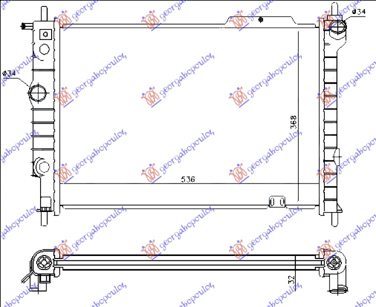 HLADNJAK MOTORA 1.7 DIZEL (53.5x37.5) OPEL ASTRA F 1991-1994 (T92)
