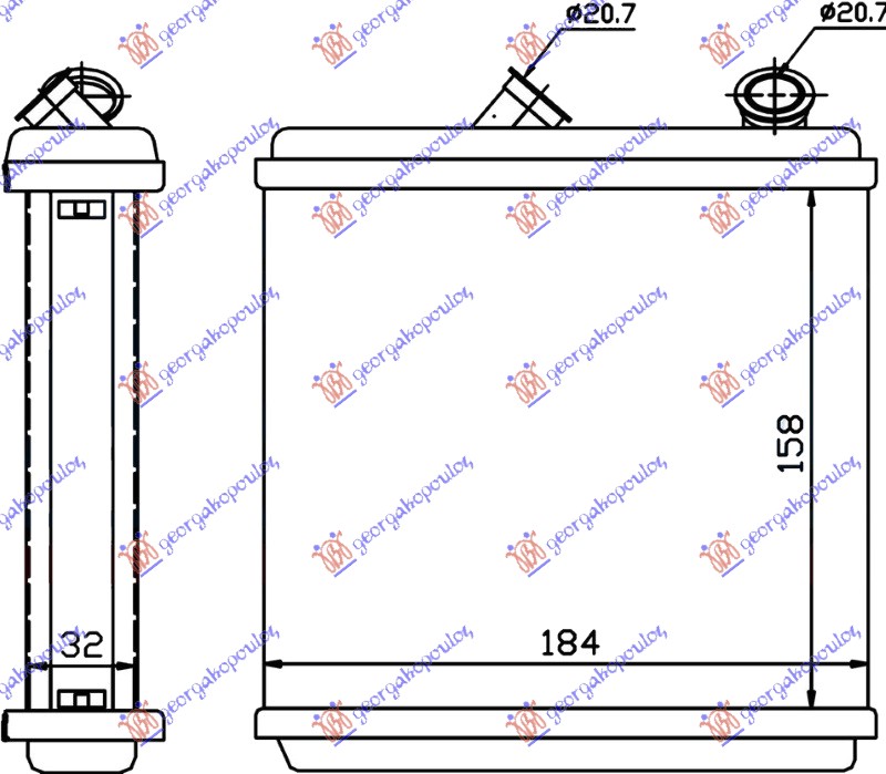 GREJAC KABINE (160x185x32) OPEL ASTRA F 1995-1998 (T92)